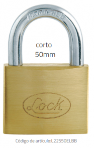 Candado de acero corto llave estándar 50mm latonado lock
